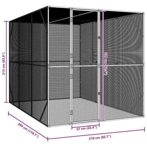 KLATKA DLA PTAKÓW Z PRZECHOWYWANIEM ANTRACYT 210X304X213CM