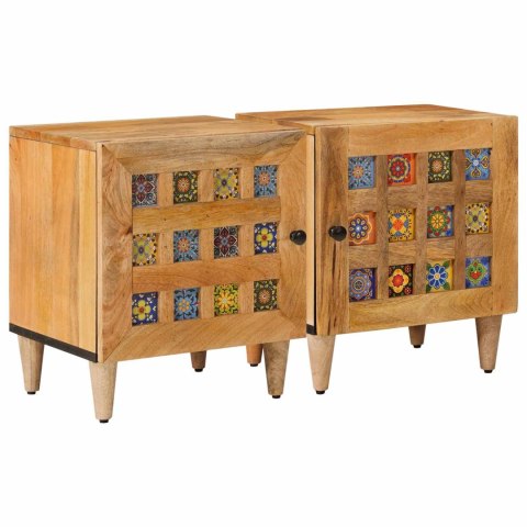 SZAFKA NOCNA 2 PCS NATURALNY 40X33,5X46CM DREWNO Z MANGO