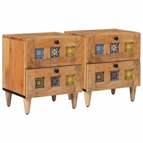 SZAFKA NOCNA 2 PCS NATURALNY 40X33,5X46CM DREWNO Z MANGO