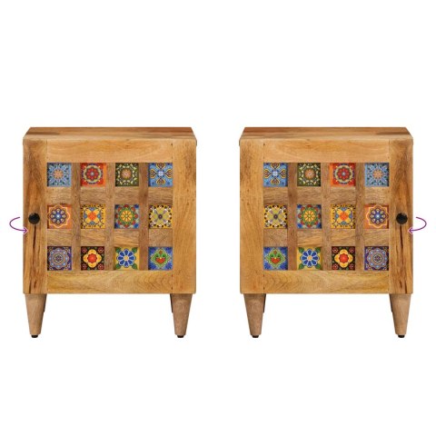 SZAFKA NOCNA NATURALNY 40X33,5X46CM DREWNO Z MANGO