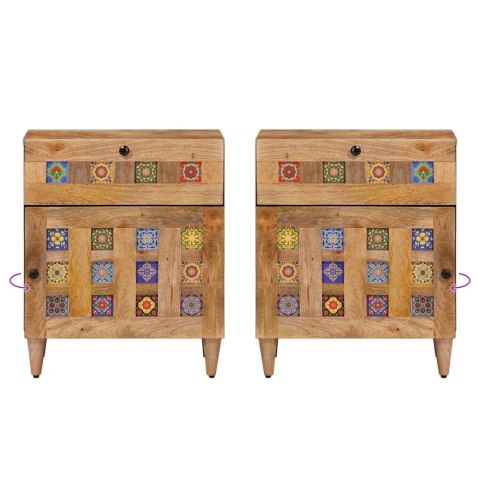 SZAFKA NOCNA NATURALNY 50X33X60CM DREWNO Z MANGO