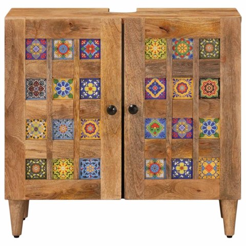 SZAFKA POD UMYWALKĘ DREWNO MANGO 62X33X58CM BOHO CERAMICZNE DETALE ŁAZIENKA