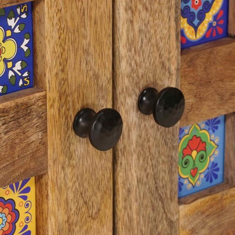 SZAFKA POD UMYWALKĘ DREWNO MANGO 62X33X58CM BOHO CERAMICZNE DETALE ŁAZIENKA