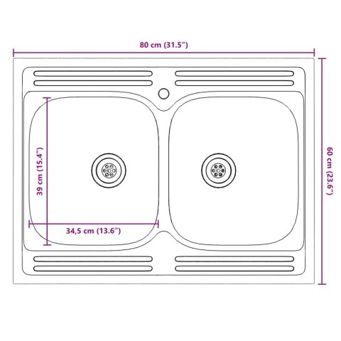 SZAFKA POD ZLEW LUCCA 2 PCS BRĄZOWY DĄB MATERIAŁ DREWNOPOCHODNY