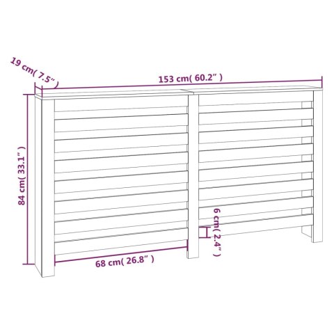 OSŁONA GRZEJNIKA 153X19X84CM LITE DREWNO SOSNOWE