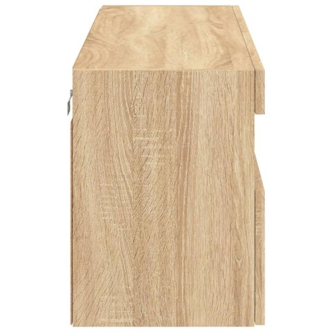 ŚCIENNA SZAFKA TV Z LED DĄB SONOMA 100X30X40CM