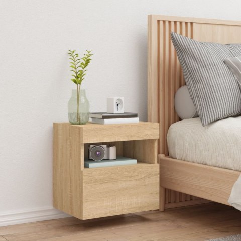 ŚCIENNA SZAFKA TV Z LED DĄB SONOMA 40X30X40CM