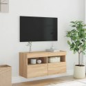 ŚCIENNA SZAFKA TV Z LED DĄB SONOMA 80X30X40CM