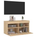ŚCIENNA SZAFKA TV Z LED DĄB SONOMA 80X30X40CM