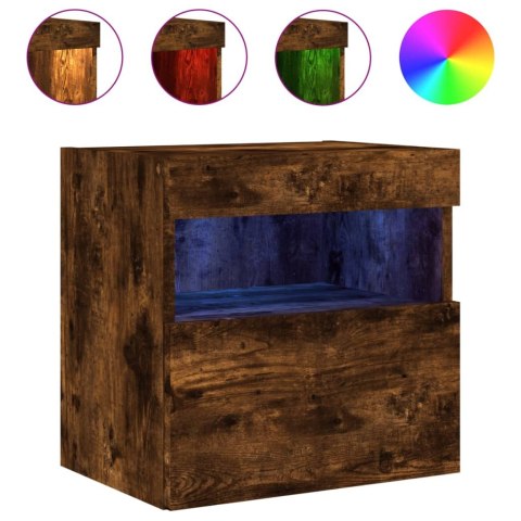 ŚCIENNA SZAFKA TV Z LED PRZYDYMIONY DĄB 40X30X40CM