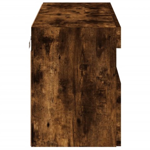 ŚCIENNA SZAFKA TV Z LED PRZYDYMIONY DĄB 80X30X40CM