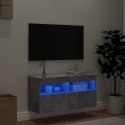 ŚCIENNA SZAFKA TV Z LED SZAROŚĆ BETONU 80X30X40CM