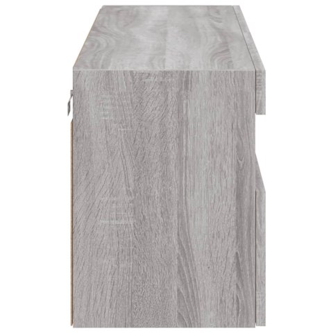 ŚCIENNA SZAFKA TV Z LED SZARY DĄB SONOMA 100X30X40CM