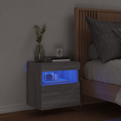 ŚCIENNA SZAFKA TV Z LED SZARY DĄB SONOMA 40X30X40CM