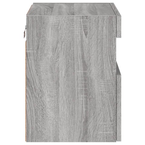 ŚCIENNA SZAFKA TV Z LED SZARY DĄB SONOMA 40X30X40CM