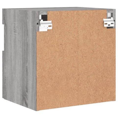 ŚCIENNA SZAFKA TV Z LED SZARY DĄB SONOMA 40X30X40CM