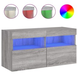 ŚCIENNA SZAFKA TV Z LED SZARY DĄB SONOMA 80X30X40CM