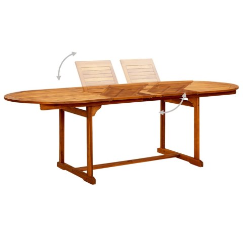 9-CZĘŚCIOWY ZESTAW MEBLI OGRODOWYCH LITE DREWNO AKACJOWE STÓŁ 160-240CM 8 KRZESEŁ
