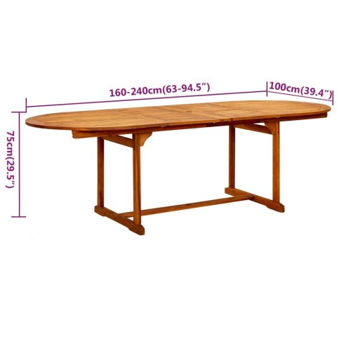 9-CZĘŚCIOWY ZESTAW MEBLI OGRODOWYCH LITE DREWNO AKACJOWE STÓŁ 160-240CM 8 KRZESEŁ