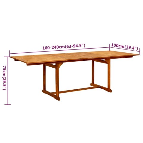 9-CZĘŚCIOWY ZESTAW MEBLI OGRODOWYCH LITE DREWNO AKACJOWE 160-240CM