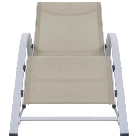 LEŻAKI ZE STOLIKIEM 2 SZT. ALUMINIUM KREMOWE