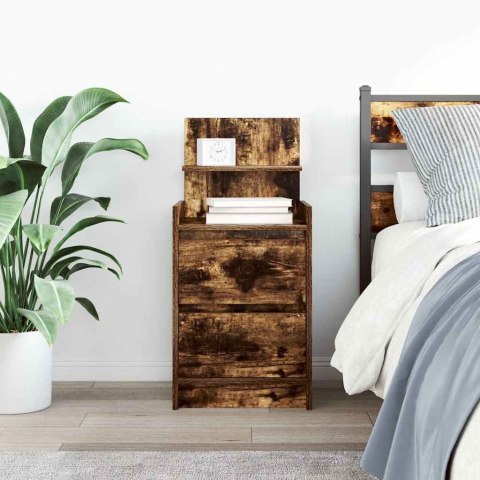 SZAFKA NOCNA Z 2 SZUFLADAMI DĄB WĘDZONY 38X34X80CM