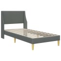 RAMA ŁÓŻKA Z MATERACEM Z ZAGŁÓWKIEM 2 EL. CIEMNOSZARY TKANINA