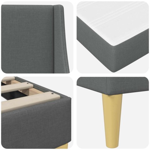 RAMA ŁÓŻKA Z MATERACEM Z ZAGŁÓWKIEM 2 EL. CIEMNOSZARY TKANINA