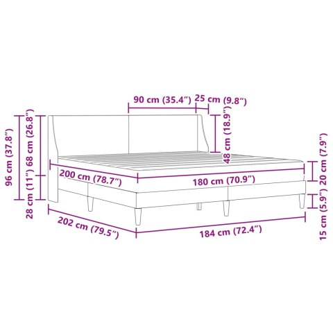 RAMA ŁÓŻKA Z MATERACEM Z ZAGŁÓWKIEM 2 EL. CIEMNOSZARY TKANINA