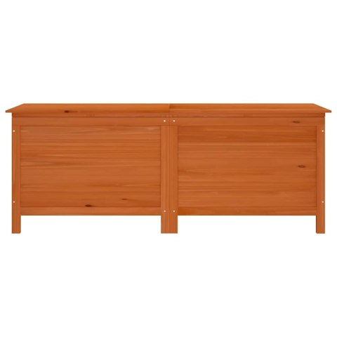 SKRZYNIA OGRODOWA 150CM BRĄZOWA LITE DREWNO JODŁOWE KUFER BOX NA PODUSZKI