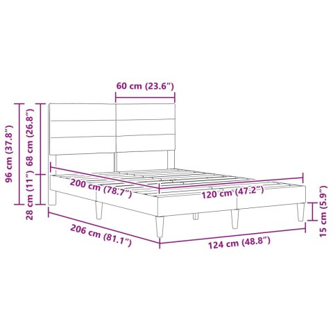 VidaXL Ramka łóżka Z zagłówkiem Ciemnoszary 120 x 200 cm tkanina