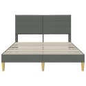 VidaXL Ramka łóżka Z zagłówkiem Ciemnoszary 140 x 190 cm tkanina