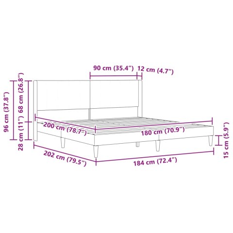 VidaXL Ramka łóżka Z zagłówkiem Ciemnoszary 180 x 200 cm Aksamit