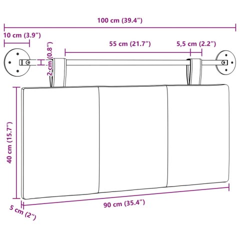 VidaXL Wisząca Głowa Paski Jasnoszary 100 x 55 x 5 cm tkanina