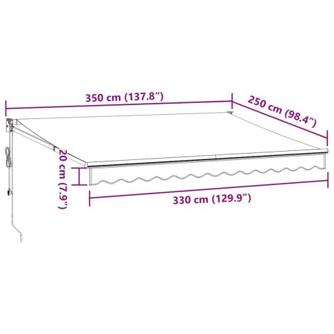 AUTOMATYCZNIE ZWIJANA MARKIZA BURGUNDOWA 350X250CM