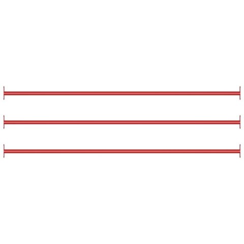 VidaXL Drążki do przewrotów, 3 szt., 125 cm, stalowe, czerwone