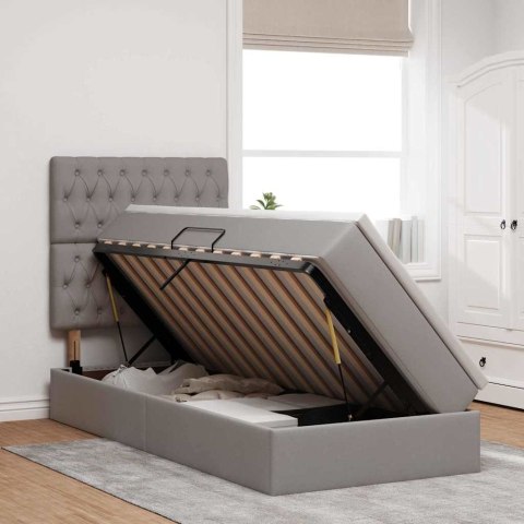 VidaXL Łóżko z miejscem na przechowywanie i LED Ciemnoszary Poliester