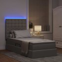 VidaXL Łóżko z miejscem na przechowywanie i LED Ciemnoszary Poliester
