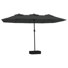 PODWÓJNY PARASOL OGRODOWY ANTRACYTOWY 449X265CM