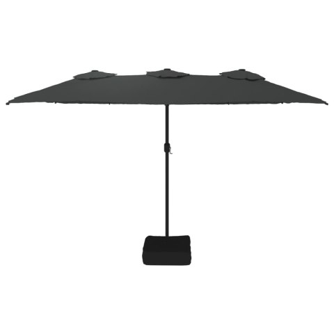 PODWÓJNY PARASOL OGRODOWY ANTRACYTOWY 449X265CM