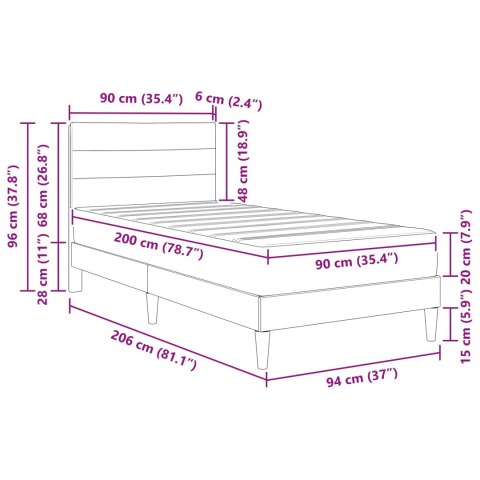 VidaXL Ramka łóżka Ciemnoszary 90 x 200 cm Poliester