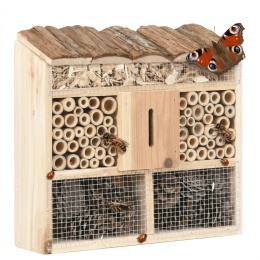 HOTEL DLA OWADÓW DOMEK DLA PSZCZÓŁ MOTYLI 30X10X30CM DREWNO JODŁOWE SOLIDNY