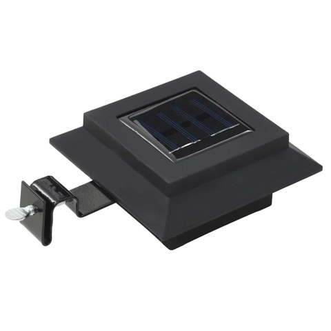 LAMPY SOLARNE OGRODZENIOWE LED 12 SZTUK CZARNE ŚCIENNE ZIMNA BIEL KOMPLET