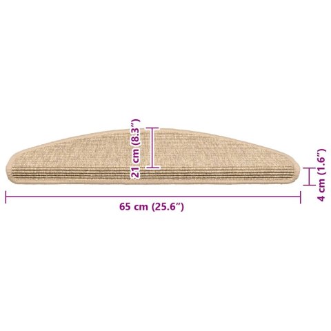 VidaXL Maty na schody 15 szt. 65x21x4 cm Jasnobeżowe półokrągłe duże