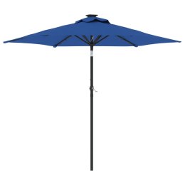 PARASOL OGRODOWY LED STALOWY SŁUPEK LAZUROWY 225X225X212CM