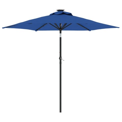 PARASOL OGRODOWY LED STALOWY SŁUPEK LAZUROWY 225X225X212CM