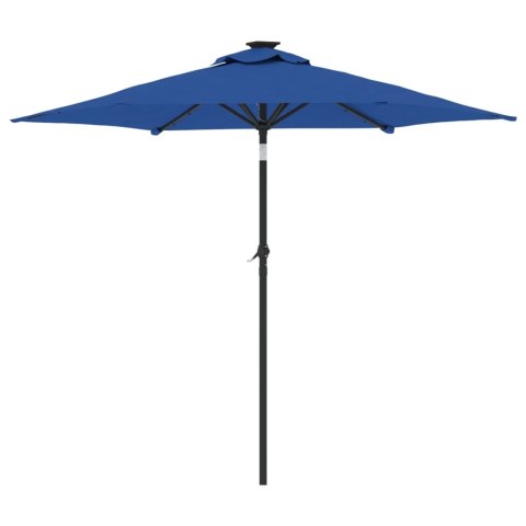 PARASOL OGRODOWY LED STALOWY SŁUPEK LAZUROWY 225X225X212CM