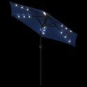 PARASOL OGRODOWY LED STALOWY SŁUPEK LAZUROWY 225X225X212CM