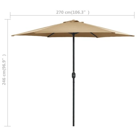 PARASOL OGRODOWY NA ALUMINIOWYM SŁUPKU 270X246CM TAUPE