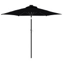 PARASOL OGRODOWY LED STALOWY SŁUPEK CZARNY 225X225X212CM
